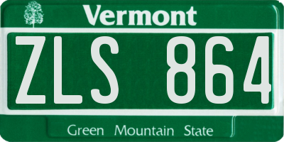 VT license plate ZLS864