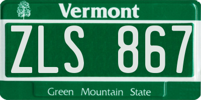 VT license plate ZLS867