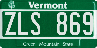 VT license plate ZLS869