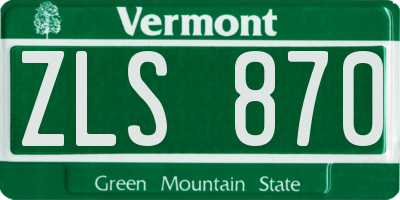 VT license plate ZLS870