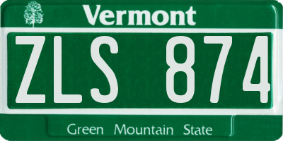 VT license plate ZLS874