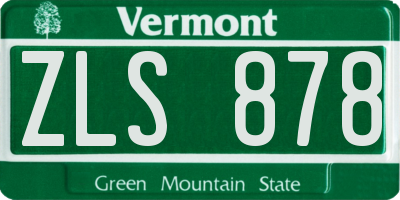 VT license plate ZLS878