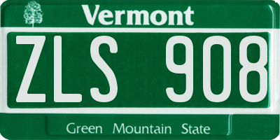 VT license plate ZLS908