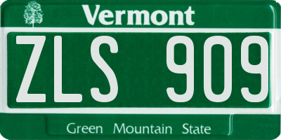 VT license plate ZLS909