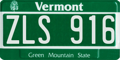 VT license plate ZLS916