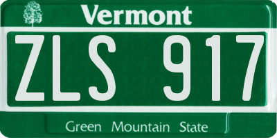 VT license plate ZLS917