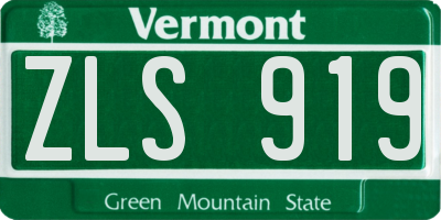 VT license plate ZLS919