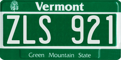VT license plate ZLS921