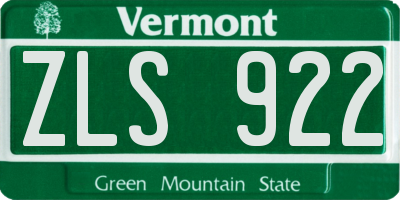 VT license plate ZLS922
