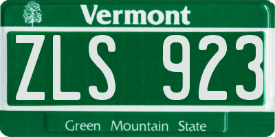 VT license plate ZLS923