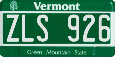 VT license plate ZLS926