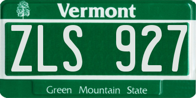 VT license plate ZLS927
