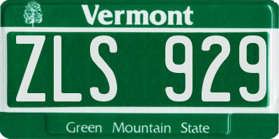 VT license plate ZLS929