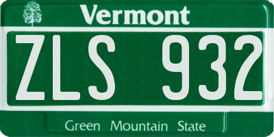 VT license plate ZLS932