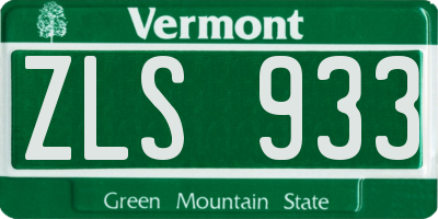 VT license plate ZLS933