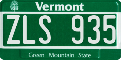 VT license plate ZLS935