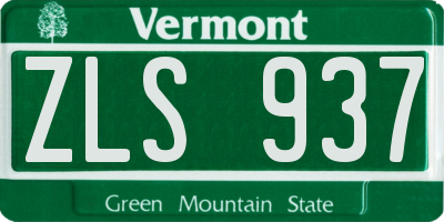 VT license plate ZLS937
