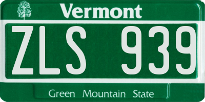 VT license plate ZLS939