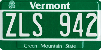 VT license plate ZLS942