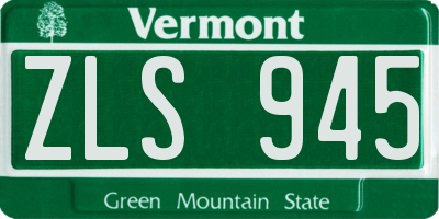VT license plate ZLS945