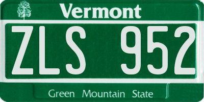 VT license plate ZLS952
