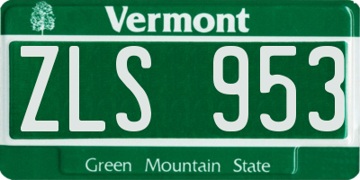 VT license plate ZLS953