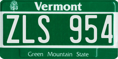 VT license plate ZLS954