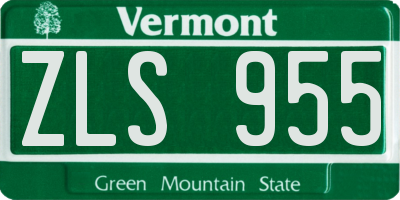 VT license plate ZLS955