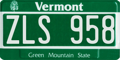 VT license plate ZLS958