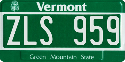 VT license plate ZLS959