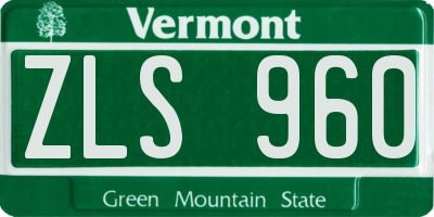 VT license plate ZLS960