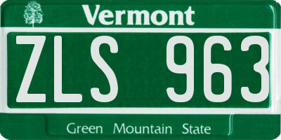 VT license plate ZLS963