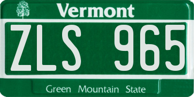 VT license plate ZLS965