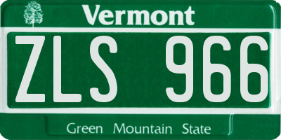 VT license plate ZLS966