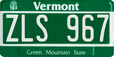 VT license plate ZLS967