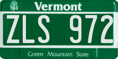 VT license plate ZLS972