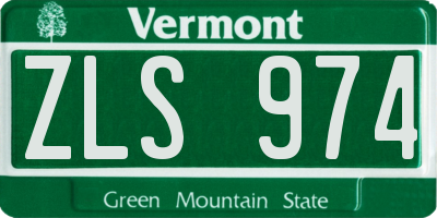 VT license plate ZLS974