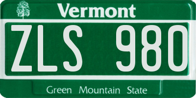 VT license plate ZLS980