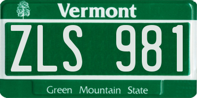 VT license plate ZLS981