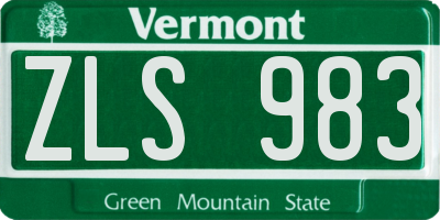 VT license plate ZLS983