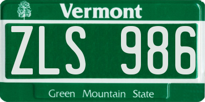 VT license plate ZLS986