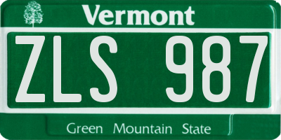 VT license plate ZLS987