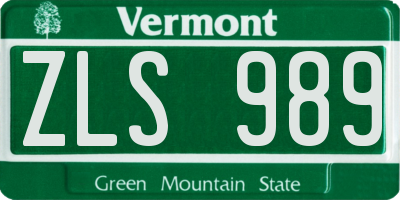 VT license plate ZLS989