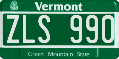 VT license plate ZLS990