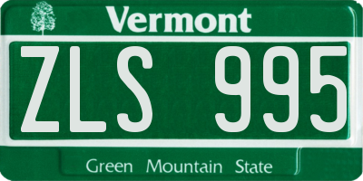 VT license plate ZLS995