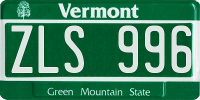 VT license plate ZLS996