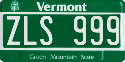VT license plate ZLS999