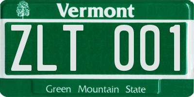 VT license plate ZLT001