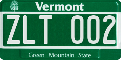 VT license plate ZLT002