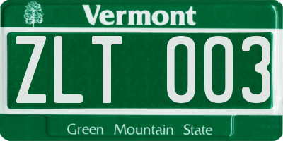 VT license plate ZLT003